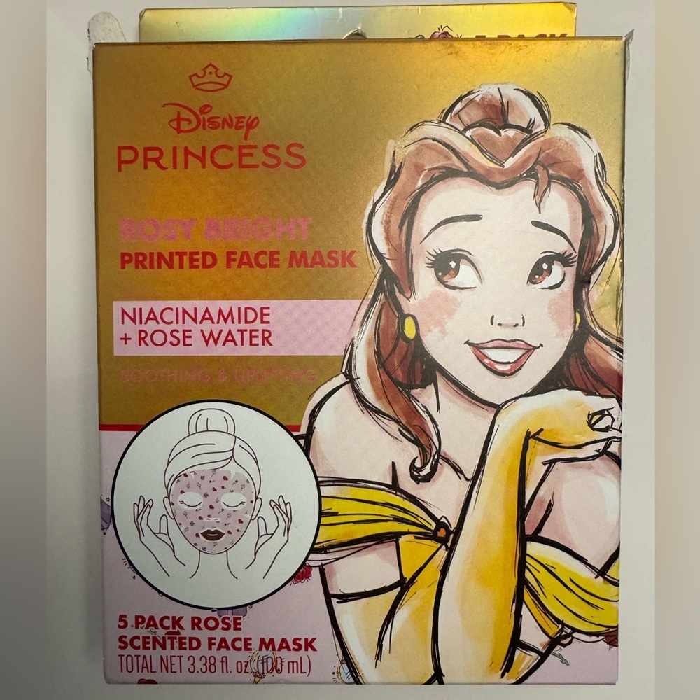 NWT Disney Princess Face Mask Set 5-Pack Niacinamide + Rose Water